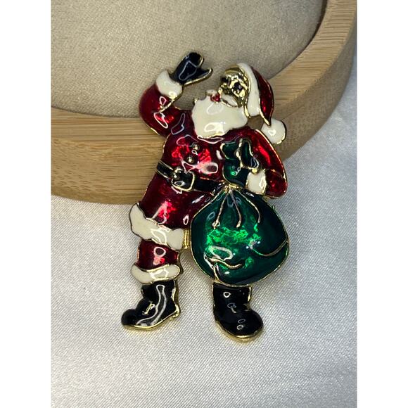 other Jewelry - Santa Vintage Brooch Enamel over Metal